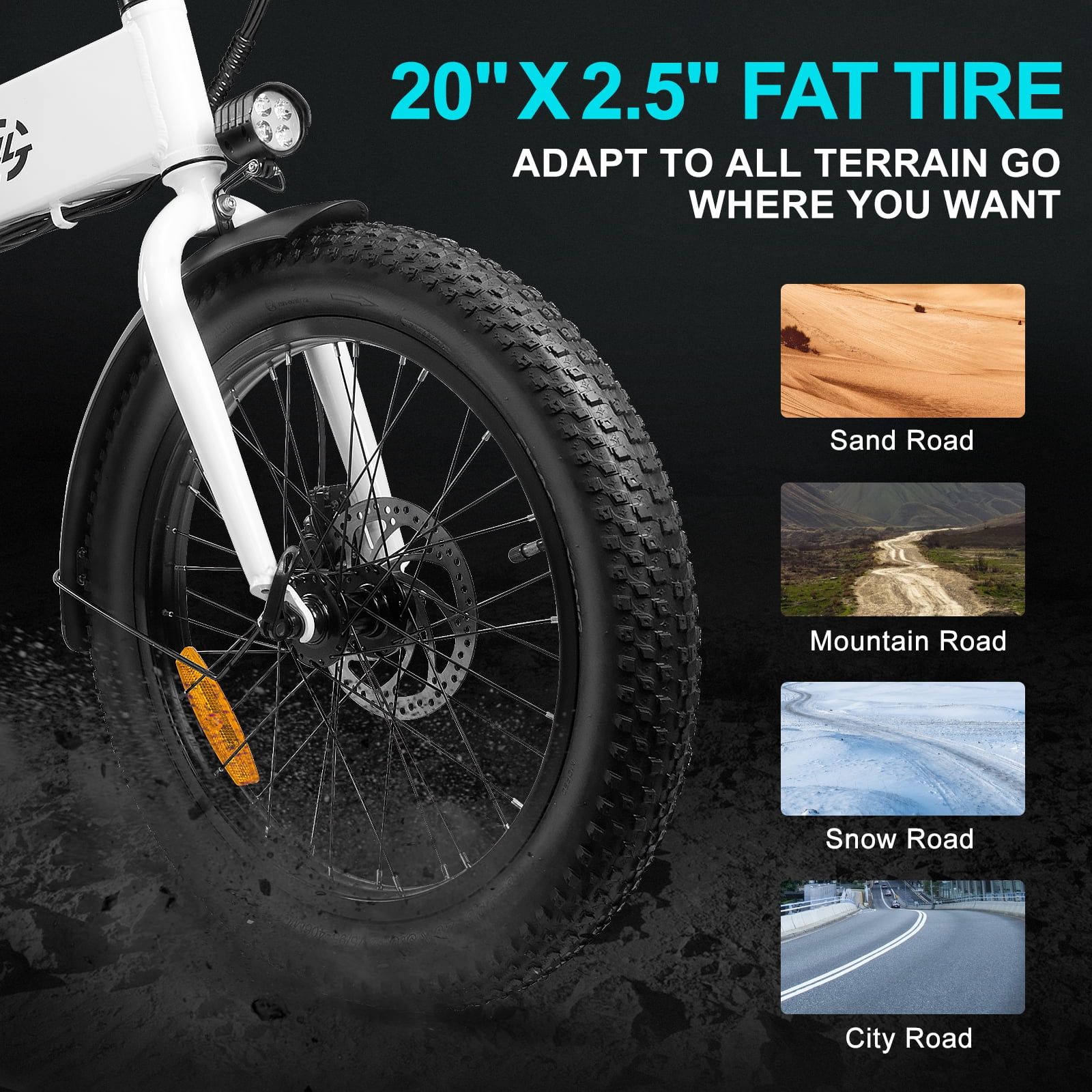 Zoonlai Electric Bike for Adults,750W Motor Foldable 48V 10.4Ah Removable Battery,20" Fat Tire,City Urban Commuting Bicycles,UL2849