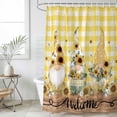 thumbnail image 4 of Shower Curtain Bee Sunflowers Gnomes Bathroom Curtains with Hooks, Waterproof Fabric Yellow Plaid Wood Welcome Bath Shower Curtains Set for Bathroom Bathtubs Decor 72x72 Inch, 4 of 9