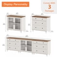 thumbnail image 4 of Farmhouse TV Stand, 3-in-1 TV Console Table for 75/80/85/90-Inch TVs, Entertainment Center with Drawer & Glass Door, White, 4 of 7
