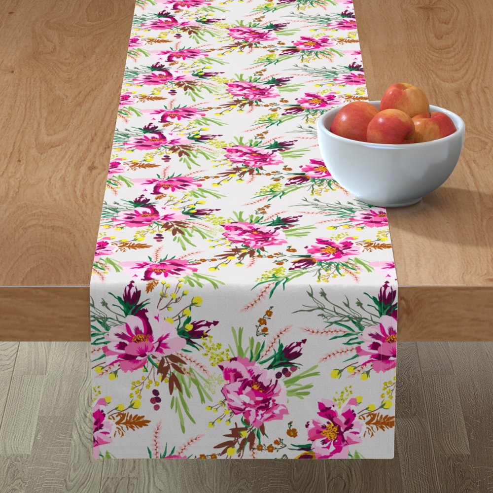 Table Runner Hot Pink Flowers Bright Floral Blush Flora Baby Girl ...