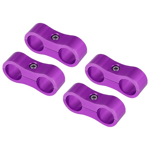 4 Piezas AN6 Coche Manguera Separador Abrazadera para Aceite Gas Freno Línea Morado