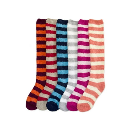 

Women 6 Pairs of Cozy Plush Soft 22 Knee High Socks [Pattern: STRIPE]