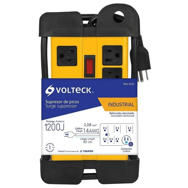 Supresor de Picos Volteck 8 Contactos Calibre 14 Awg 1 Pieza