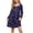 Navy, variant on Spazoro Girls Night-gown Dress, Round Neck Relaxed Fit Lightweight Long Sleeve Bow Heart Print Silky Satin Loungewear for Kids Hot Pink Size 7-8