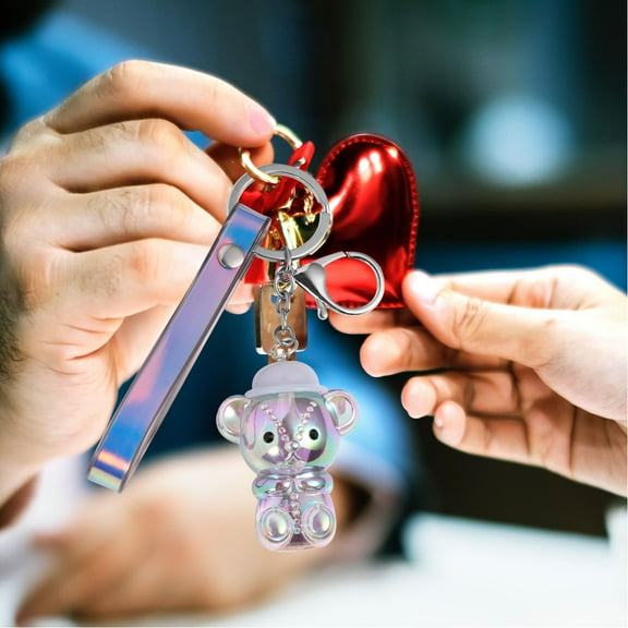 DECORNIJIA 1Pcs Bear Shape Acrylic Keychain Cute Pendant for Women Girls Daily Use 7.9x2x1.2in