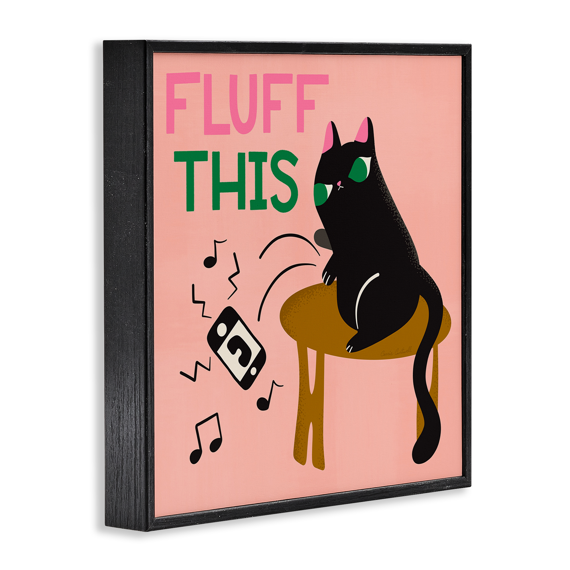 Stupell Industries Fluff This Angry Cat Animals & Insects Painting Black Framed Art Print Wall Art, 12 x 12