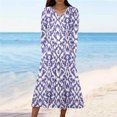 thumbnail image 2 of WRKEKC Womens Dresses Casual Solid Color Long Sleeve V-Neck Midi Dress for Fall Winter Soft Fabric Knee Length with Side Pockets and A Line Silhouette, 2 of 5