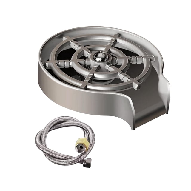 Fregadero de cocina de limpieza rápida, enjuagador de vidrio, dispositivo de lavado de biberones de acero inoxidable, enjuagador de taza de grifo para Manguera 60cm Gris