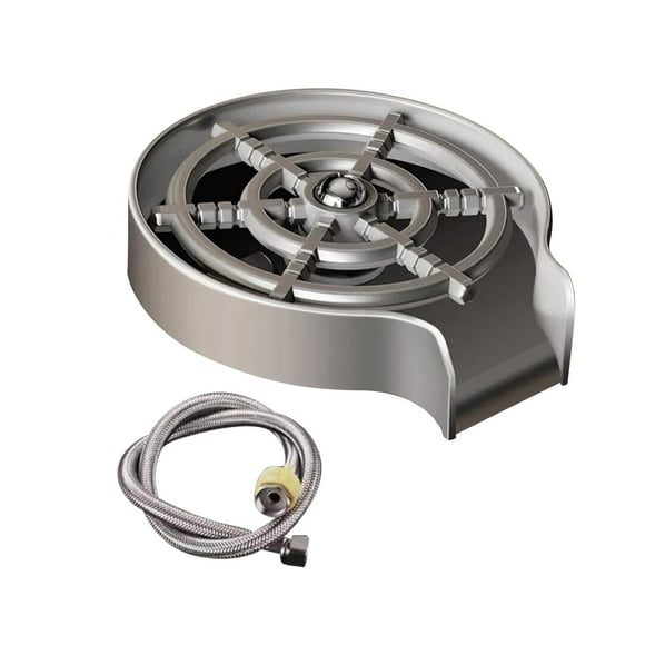 Fregadero de cocina de limpieza rápida, enjuagador de vidrio, dispositivo de lavado de biberones de acero inoxidable, enjuagador de taza de grifo para Manguera 60cm Gris