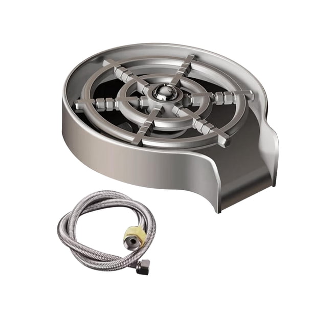 Dispositivo de enjuague de vidrio para taza de té Accesorio para lavadora de botellas Accesorios para fregadero de cocina Fregadero de cocina de acero Manguera 60cm Gris