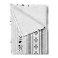 thumbnail image 2 of Folk Soft Flannel Fleece Blanket, Vertical Stripes with Geometric Floral Old Fashioned Motifs Eastern Inspired Design, Cozy Plush for Indoor and Outdoor Use, 60" x 80", White Black, by Ambesonne, 2 of 5