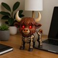 thumbnail image 3 of Fall Skeleton Highland Cow, Highland Cow Statue Decor Cow Enthusiast Gift Shelf Table Tray Living Room Bedroom Home Farmhouse Decoration Figurine, 3 of 4