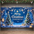 thumbnail image 3 of Festive Christmas Banner Blue Color New Year Display Star Decor Reindeer Design Holiday Backdrop for Christmas Party New Year Celebration Indoor Event, 3 of 9