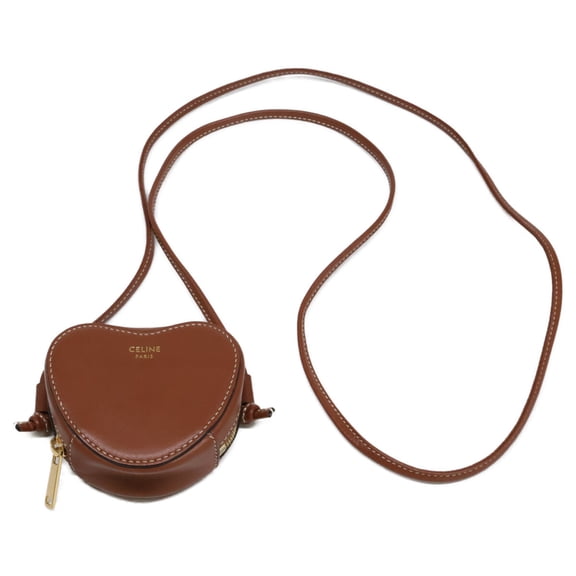 Pre-Owned CELINE Micro Leather Heart Mini Crossbody Bag Shoulder Brown Women's