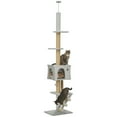 thumbnail image 1 of PawHut Floor to Ceiling Cat Tree 89"-104" Adjustable Height, Light Grey, 1 of 10