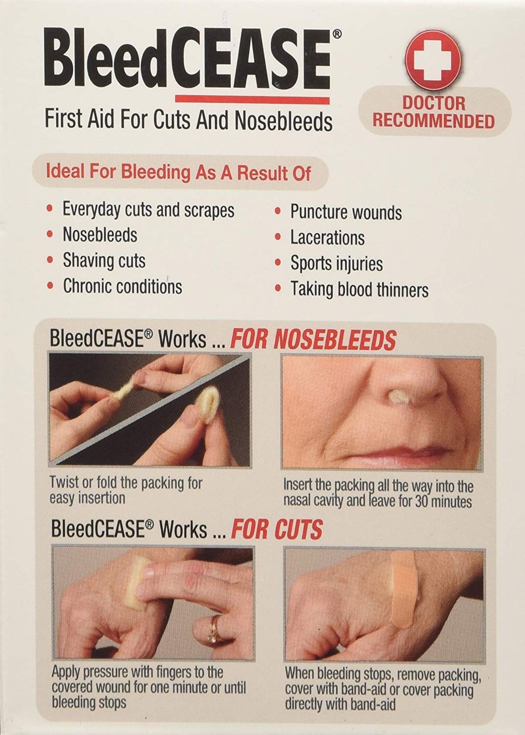 Bleedcease First Aid for Cuts and Nosebleeds Sterile Packings, 25 Count