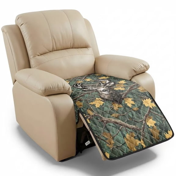 Kuiaobaty Deer Camo Hunting Print Sofa Cushion Slipcover, Pet Friendly Armless Recliner Chair Cover, Anti Slip Washable Furniture Protector for Dogs and Cats
