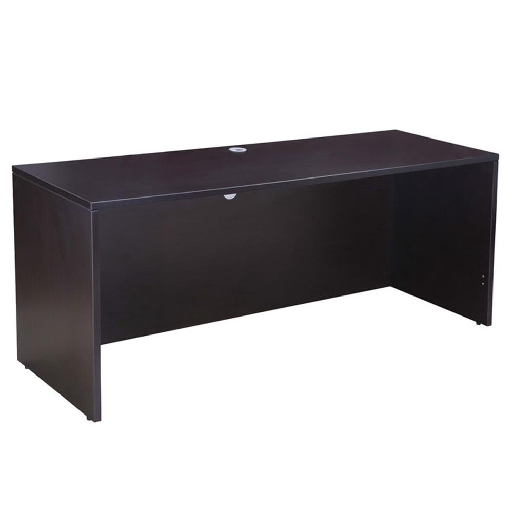 Boss Office Products Mocha 71 inch Executive Desk and Credenza with Dual File Storage Pedestal and Hutch