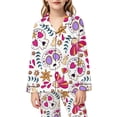 thumbnail image 4 of Afdoent Girls Pajamas Set Halloween Skeleton Print Sleepwear Long Sleeve Jammies Button-Down Nightwear Loungewear Comfortable For Kids Holiday 9-10 Years, 4 of 5