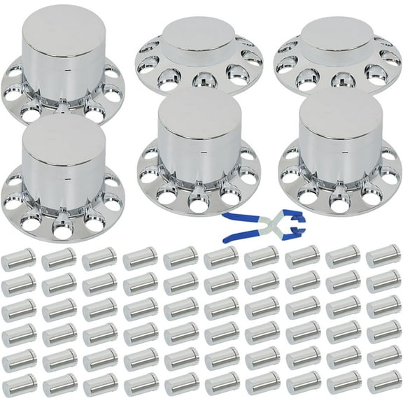 PET-U 6PCS ABS Plastic Chrome Hub Cover Kit 33mm Lug Nug Semi Truck Wheel Axle Covers
