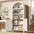 thumbnail image 6 of 5-Tier Arched Bookcase with Doors, Modern Bookshelf Storage Cabinet, Open Display Shelf, for Home Office Living Room, White, 6 of 8