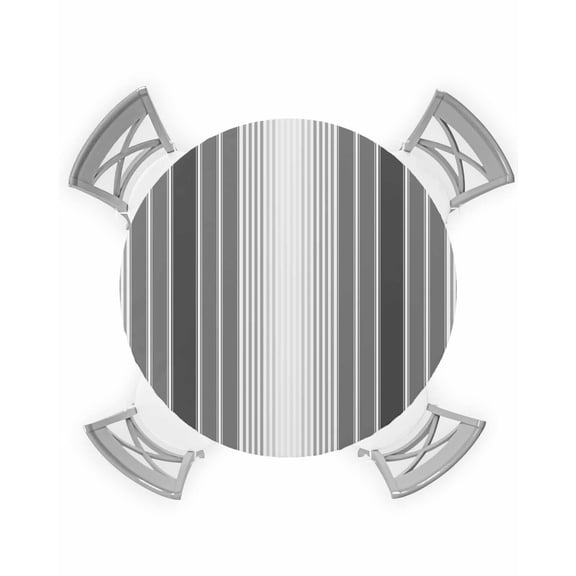 nqOlkjepod Gray Vertical Stripes Round Tablecloth, Fitted Table Cover with Elastic for 36"-44" Round Tables, Retro Simple Neutral Abstract Lines Table Cloth Dinning Party Waterproof Tablecloths