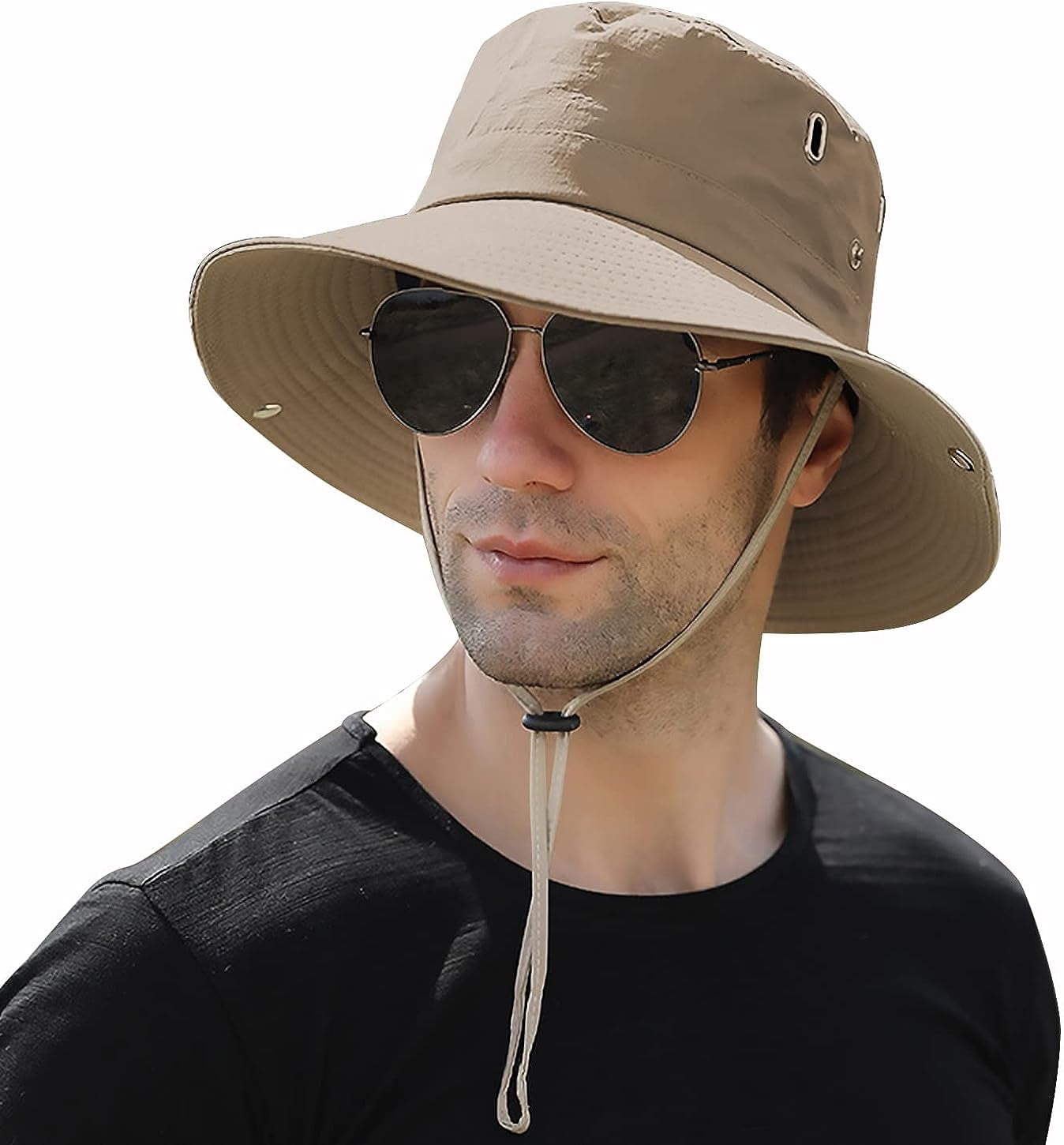 Muryobao Men Sun Hat Summer Wide Brim UPF 50+ Breathable Boonie Hats ...