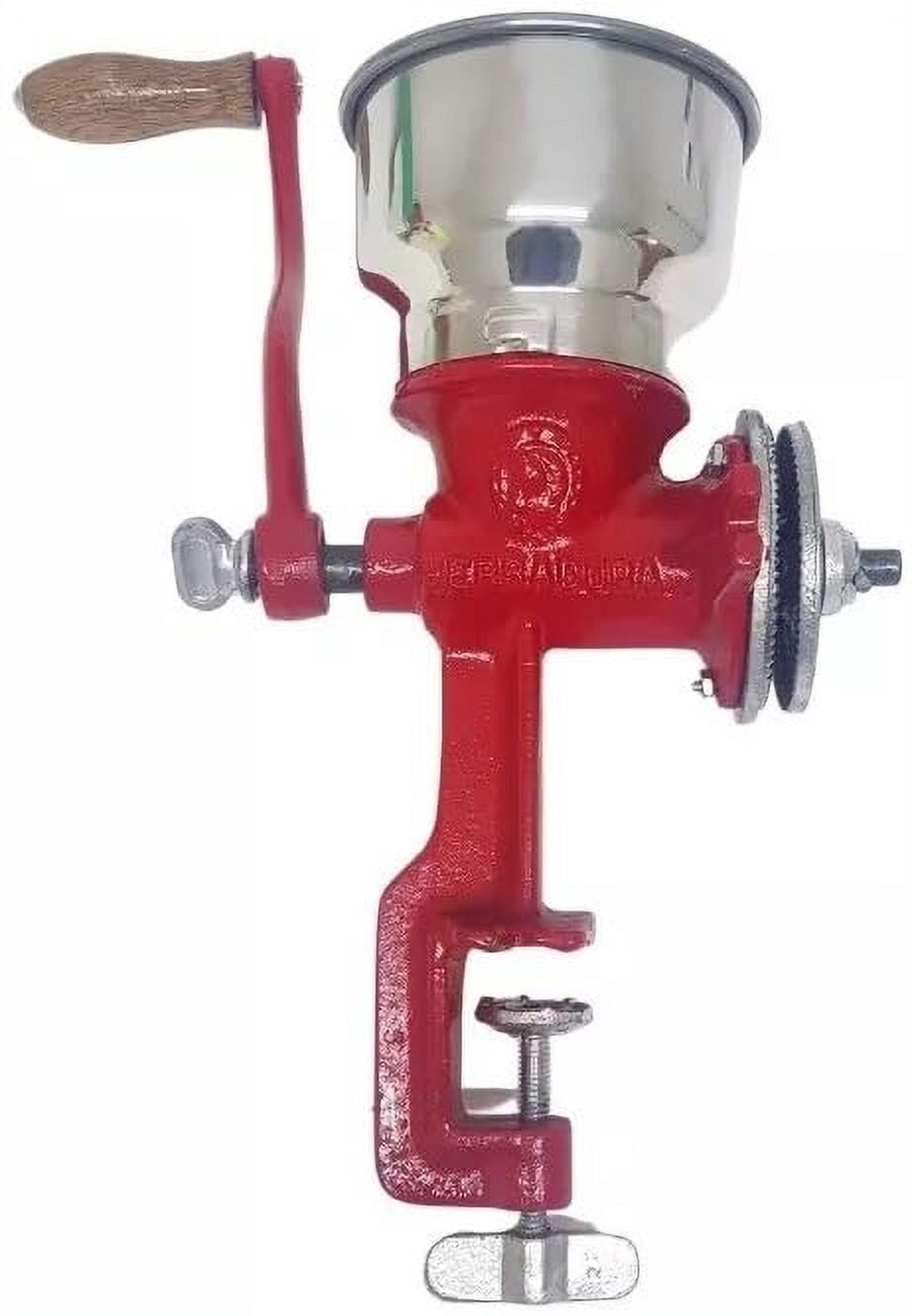 Made in Mexico Mexican Cast Aluminum Hand Crank Manual Corn Grinder For Wheat Grains coffee Nut Mill Tall Metal Hopper Red