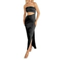 thumbnail image 2 of VISgogo, vestido de tubo informal para mujer, vestido largo a la moda de Color sólido con hombros descubiertos y abertura delgada VISgogo  moda, 2 of 6