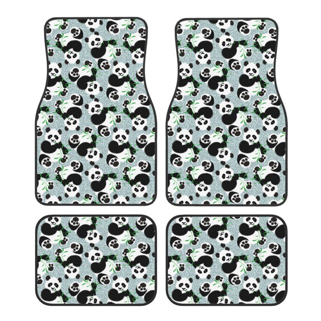 Fotbe Panda And Eucalyptus Juego de 4 Tapetes para Auto con Estampado – Alfombrillas de Goma Reforzada, Diseño Antideslizante, Protección para Todo el Año – Vehículos, Autos, Camionetas y SUVs