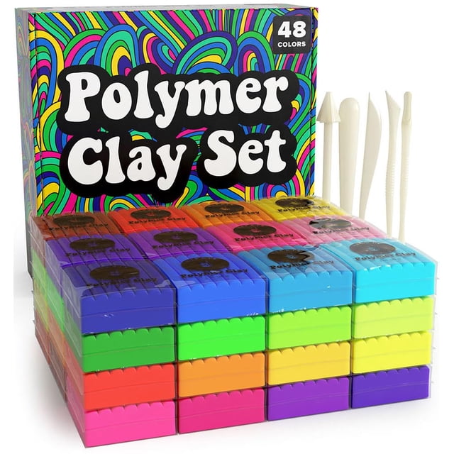 Set de arcilla polimérica Hippie Crafter, 48 colores con 5 herramientas, 1 kg