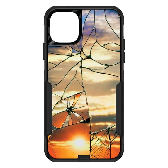 DistinctInk Custom SKIN / DECAL compatible with OtterBox Commuter for iPhone 11 (6.1" Screen) - Shattered Glass Sunrise