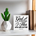 thumbnail image 6 of Zomyto 7x7 In Christian Sign Inspirational God is Within Her Bible Verse Wooden Wooden Box Sign Psalm 46:5 Scripture Desk Decor, 6 of 7
