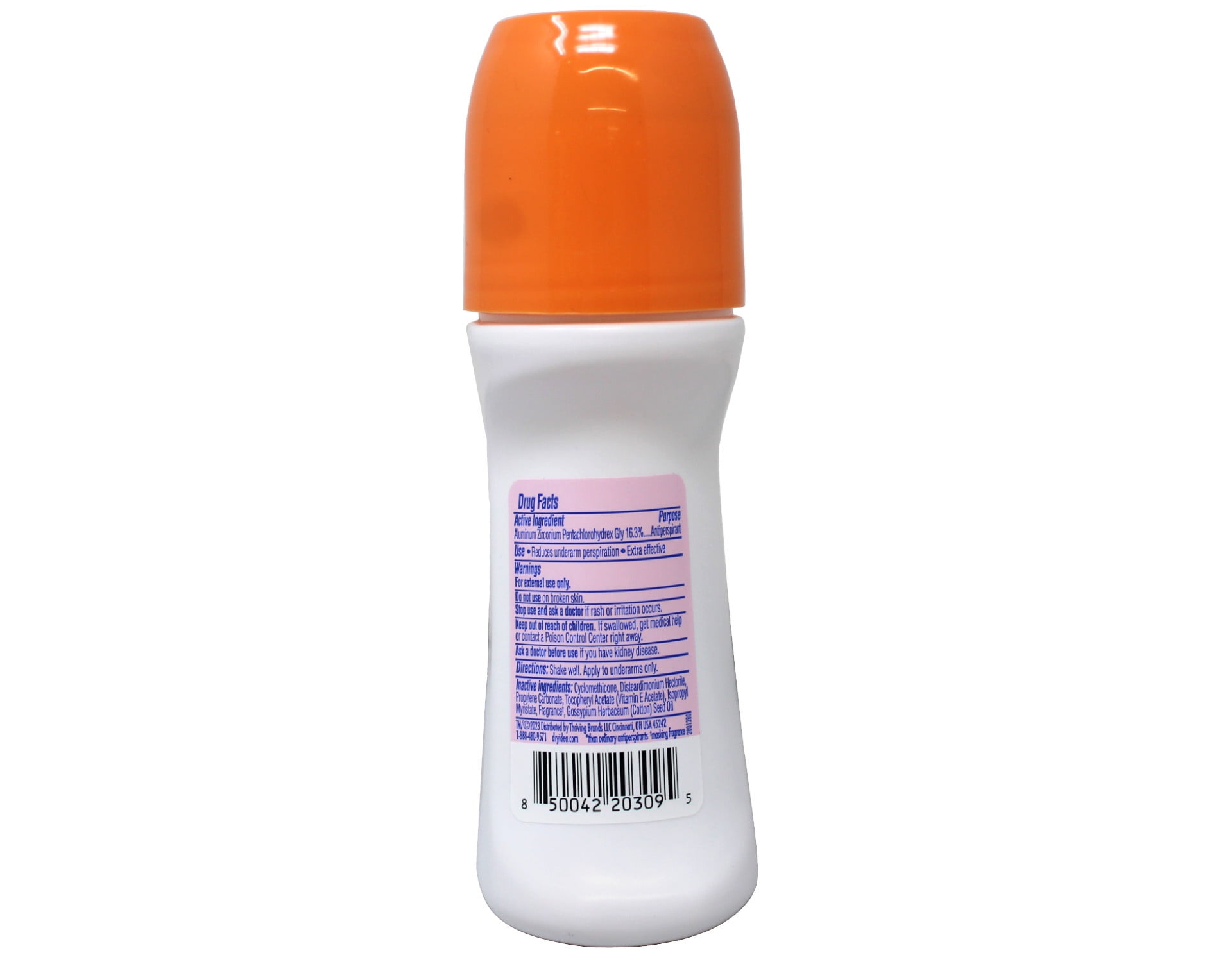 Dry Idea Antiperspirant & Deodorant Roll-On Unscented, Hypoallergenic for Sensitive Skin, 72 Hour Odor Protection, 3.25 fl oz (Pack of 6)