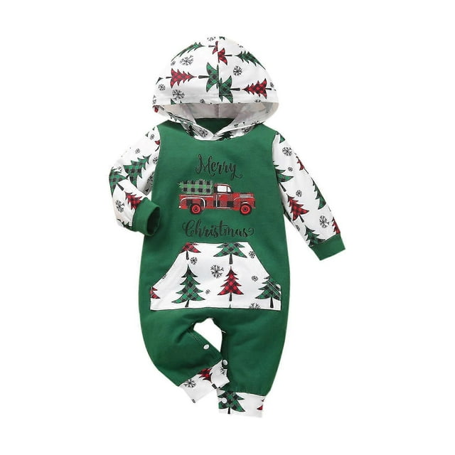 Newborn Baby Christmas Playsuit Outfits My First Christmas Long Sleeve Hoodie,Gg