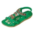 thumbnail image 6 of Rokment Womens Bohemian Beach Wedge Low Heels Dressy Sandals Ethnic Vintage Rhinestones Heart Charms Elastic Ankles Strap Comfortable Dress Walking Summer Shoes E Size 7, 6 of 7