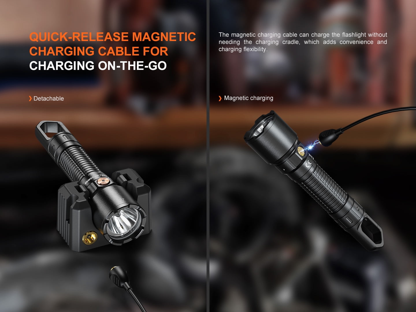Fenix WF25RM 3000 Lumen Rechargeable Flashlight with UV Light and Charging Cradle + LumenTac Organizer