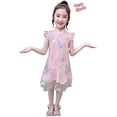 thumbnail image 1 of GHSDFBB Robe Traditionnelle Florale Brodée Fluide avec Pinces à Cheveux Assorties pour Filles 3 à 4 Ans Rose, 1 of 3