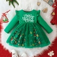 thumbnail image 2 of Mercatoo Toddler Baby Girls Christmas Dress Red 𝐑uffle Long Sleeve Letter Print Tulle Mesh Dress Fall Winter P𝐚rty Xmas Outfit, 2 of 4