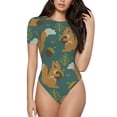thumbnail image 2 of Fotbe Knitted Woodland Squirrel Women's Crew Neck Short Sleeves Bodysuit Tops Round Neck Slim Sleeveless Soft Comfortable Basic-Small, 2 of 7