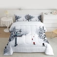 thumbnail image 2 of jejeloiu Skiing Sport Queen Comforter Set,Hello Winter Bedding Comforter Set For Girls Boys Reversible 3-Piece, 2 of 8
