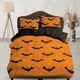 thumbnail image 1 of Murciélago patrón de naranja halloween ropa de cama de tamaño completo y funda de almohada, funda nórdica conjunto, 1 of 4