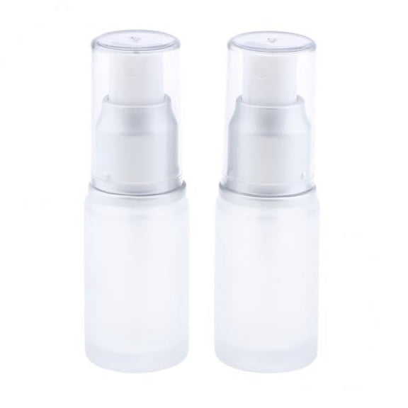 DOLITY 2X 2Pcs Empty Glass Bottles Cosmetic Makeup Travel Lotion Containers 20ml Pump