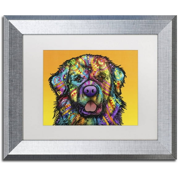 Trademark Fine Art 'Newfie' Canvas Art by Dean Russo, White Matte, Silver Frame