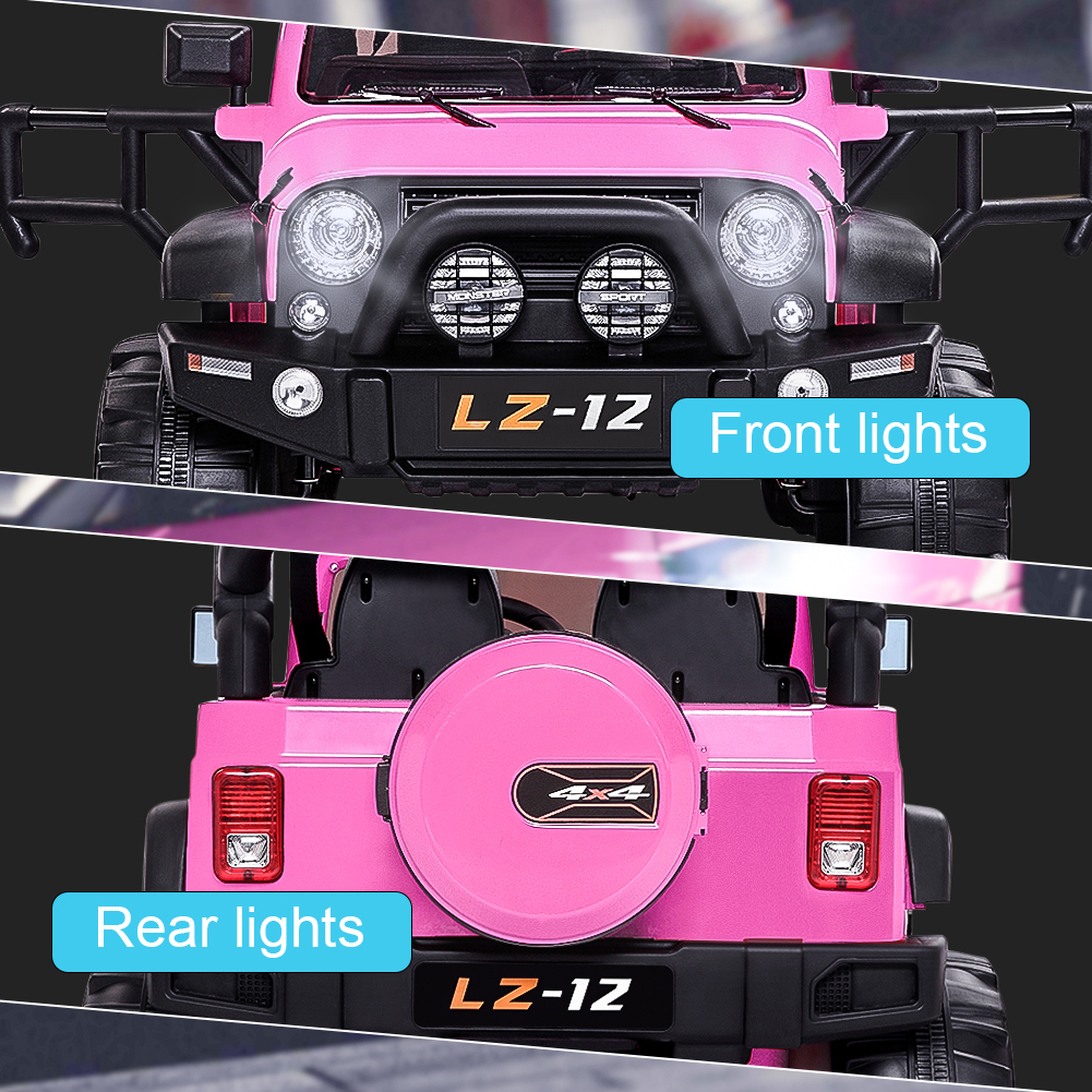 Cfowner 12V Ride On Truck, Battery Powered Electric Kids Ride On Car w/ 2.4G HZ Parental Remote Control, LED Lights, Double Open Doors, Safety Belt, Music, MP3 - image 4 of 7