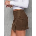 thumbnail image 4 of PRETTYGARDEN Fall Mini Skirts for Women Trendy High Waisted Asymmetrical Knit Suede Skirt Shorts Cute Y2k Outfits, 4 of 9
