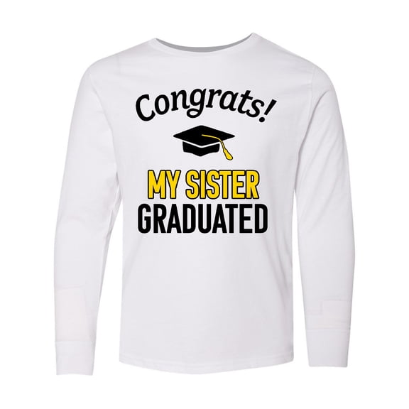 Inktastic Congrats My Sister Graduated with cap Long Sleeve Youth T-Shirt