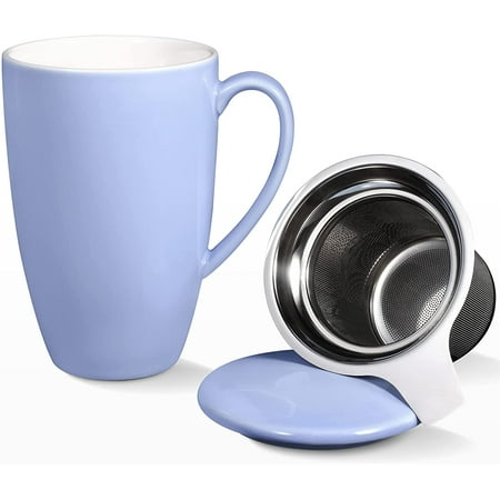 

EastVita Ceramic Mug 16oz Ceramic Color Glaze Tea Mug Tea Mug with Lid Easy to Hold Dishwasher Safe Perfect for Loose Leaf Tea Tea Bag Coffee Best Gift Light Purple