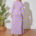 thumbnail image 5 of Yellow and Lilac Polka Dots Long Sleeved Dress women's dresses luxury women clothes summer dress, 5 of 7