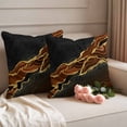 thumbnail image 2 of Brown Marble Outdoor Waterproof Pillow Covers, Gold Abstract Vintage Modern Ombre Art Decorative Square Throw Pillowcase Sofa Cushion Sham for Patio/Couch/Chair, 24"x24" 2 Pack, 2 of 8